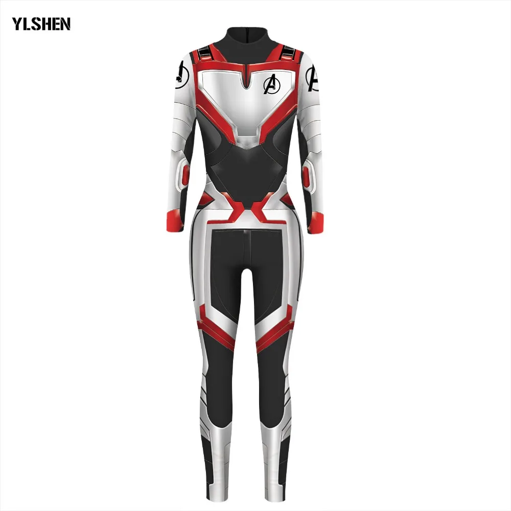 Avengers Endgame Quantum Realm Cosplay Costume Women Superhero Captain Marvel Bodysuit Suit Jumpsuits Sexy Overalls Outfits 2019