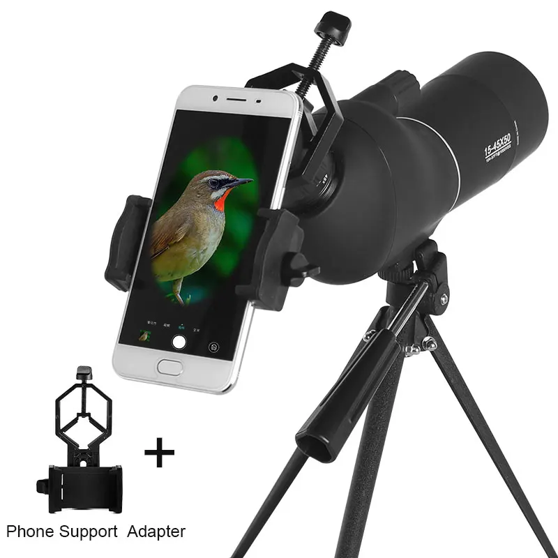 

15-45X50 Spotting Scope with Tripod & Universal Smart Phone Holder Zoom HD Monocular Telescope Scenery Bird Watching