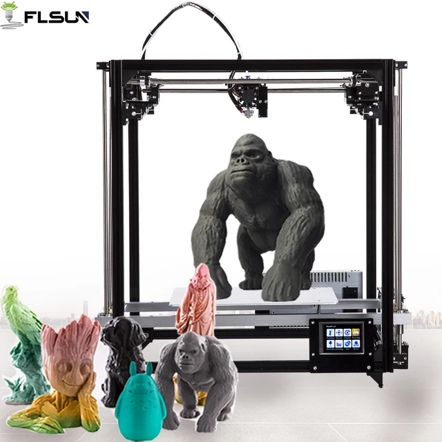 Best Quality 2019 Ukraine Warehouse 3D Printer Flsun 3D Printer TFT Screen Large Printing 260*260*350mm AutoLeveling Dual extruder wifi