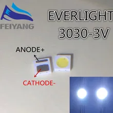 50 шт. EVERLIGHT светодиодный 3030 лампа бисер 1 Вт ЖК-Телевизор подсветка лампы 3 в холодный белый с зенеровским давлением