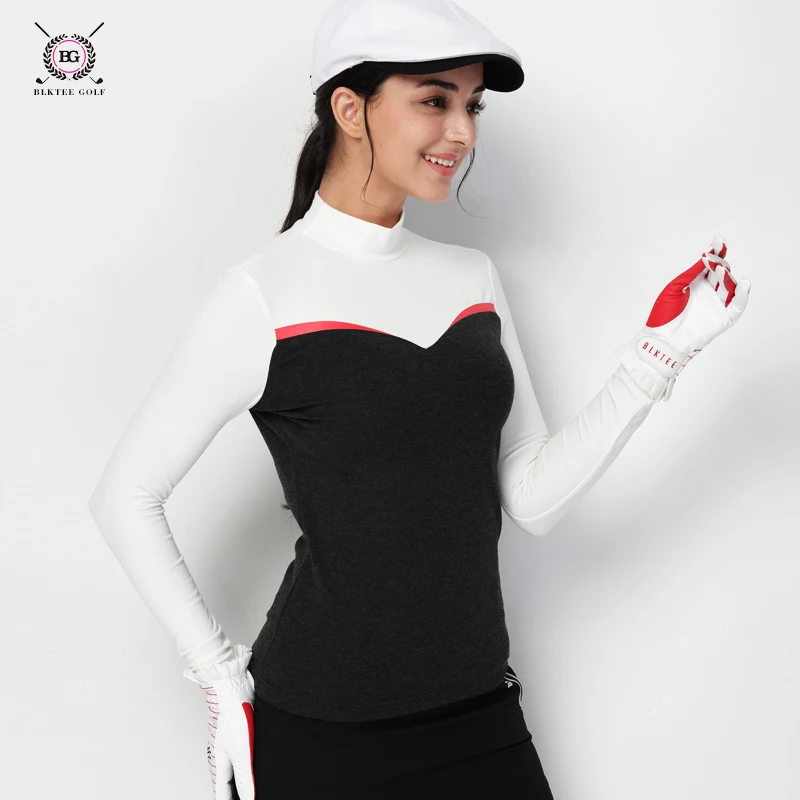 Рубашки для гольфа, женские рубашки поло с длинным рукавом, хлопковые облегающие эластичные топы, осенняя зимняя спортивная одежда 18056