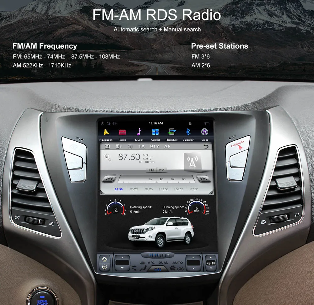 Perfect Android 8.1 4GB Tesla style Car GPS Navigation For Hyundai Elantra 2012-2016 Headunit multimedia player Auto radio tape recorder 1