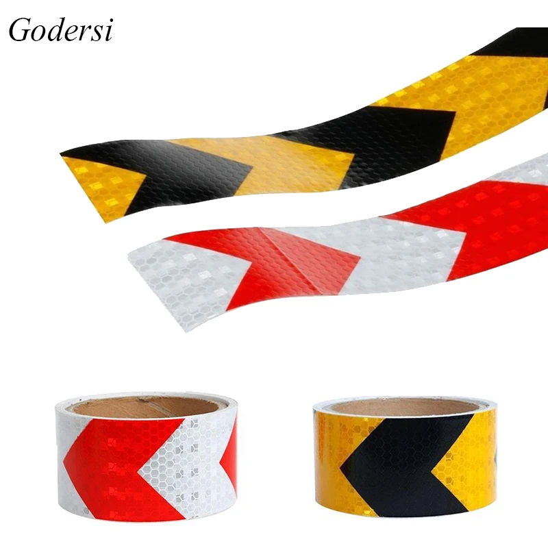 

Godersi 5cm*300cm Arrow reflective Tape stickers Car Styling Self Adhesive Warning Tape Automobiles Motorcycle Reflective Strip