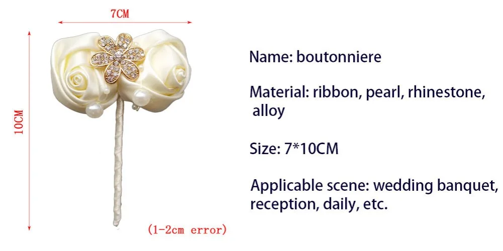Цветок на запястье и бутоньерка) искусственная Роза цвета слоновой кости Свадебная заколка цвета слоновой кости букет Золотой Алмазный Свадебный букет набор W242-T