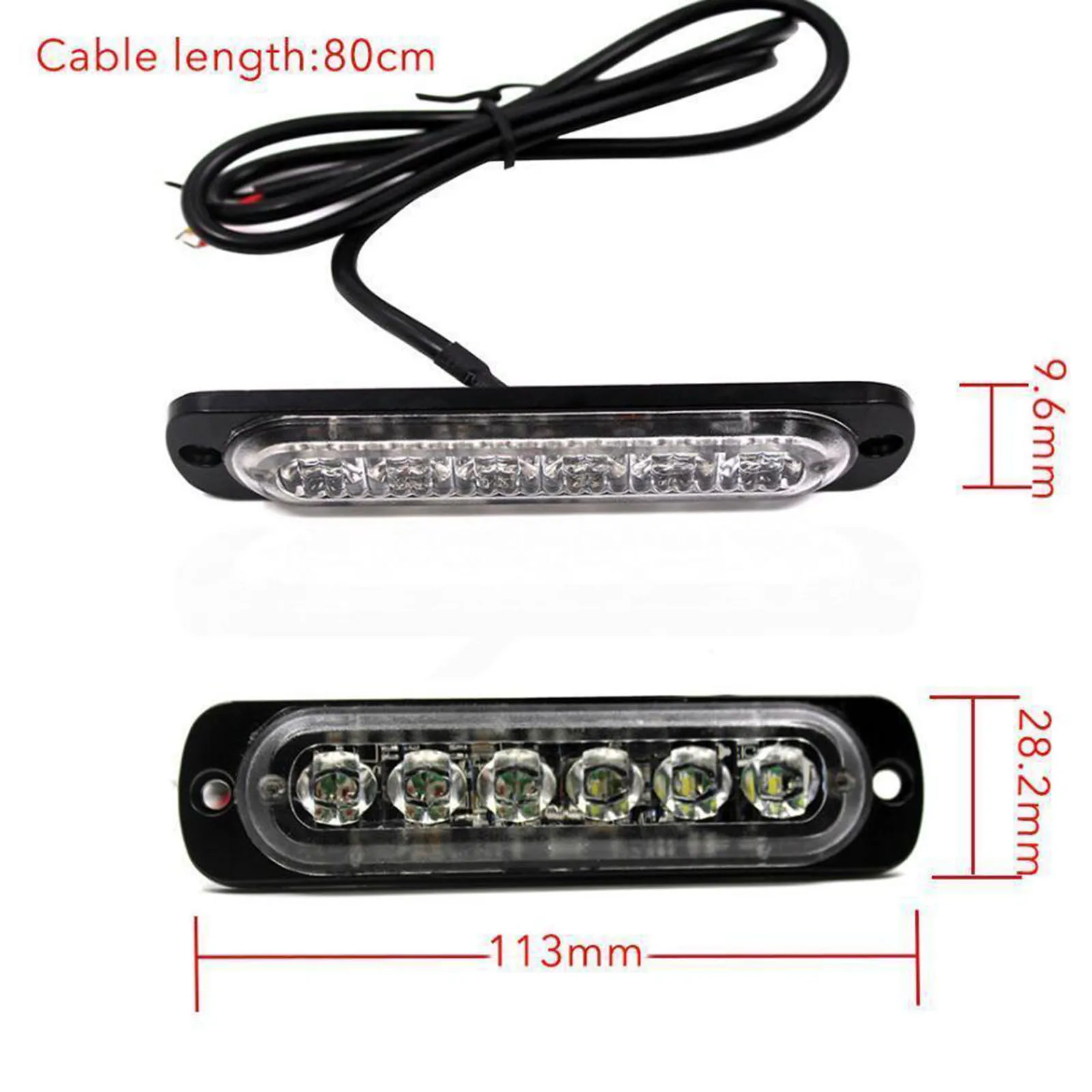 4pcs/set Car 6LED Strobe Flash Light Emergency Hazard Warning Lamp Bar Amber+White
