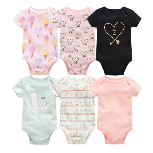 Kavkas/Боди для маленьких девочек, 6 шт./партия, летняя хлопковая одежда для малышей боди для новорожденных с короткими рукавами, Одежда для младенцев от 0 до 3 месяцев - Цвет: HY22882289