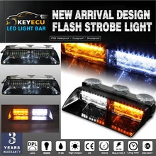 KEYECU 2шт 16LED белый Янтарный 16 Вт лобовое стекло аварийная вспышка