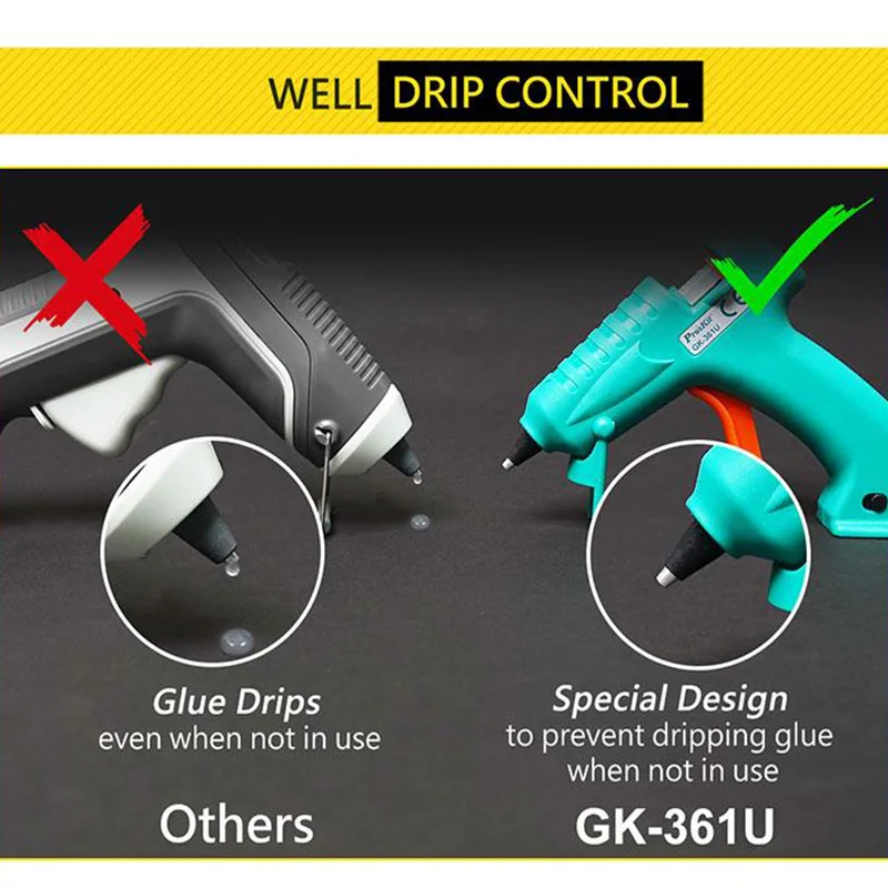 Pro'skit GK 361U 3 6 В литий ионный USB клеевой пистолет DIY термоплавкие клеевые палочки с