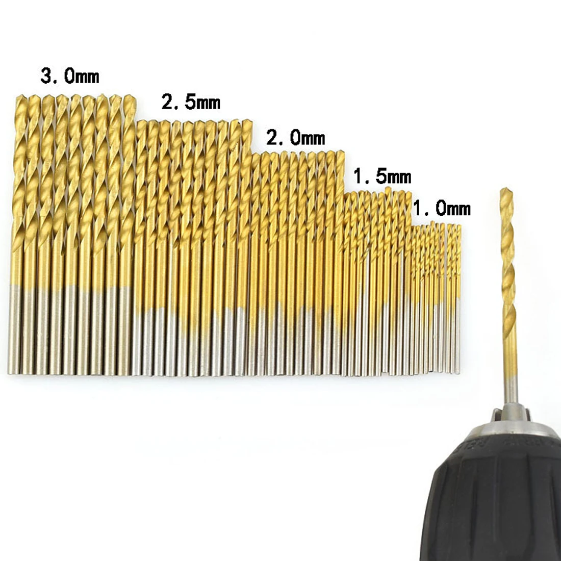 

New 50Pcs/Set 1/1.5/2.0/2.5/3mm Twist Drill Bit Set Saw Set Titanium Coated Drill Woodworking Wood Tool For Metal