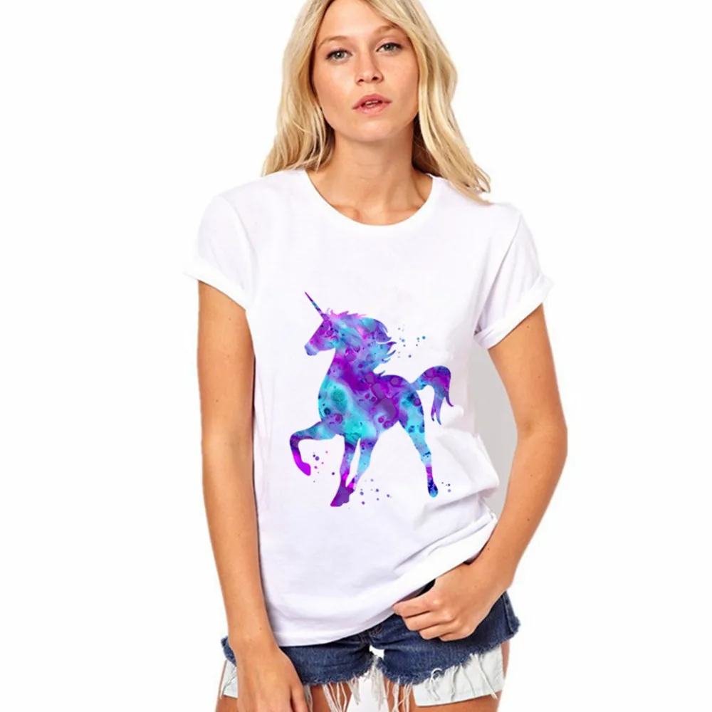 2017 Hot Sale New Fashion Unicorn Print Funny Tshirt Women Casual Shirt For Lady Fashion Harajuku Brand Free Shipping 9
