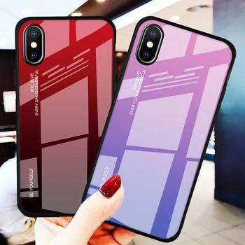 

50pcs DHL Gradient Phone Shell For iPhone 8 7 6 6S Plus Tempered Glass Back Cover For iPhone XS Max XR X Colorful Aurora Cases