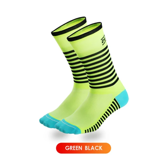 DH спортивные носки для велоспорта удобные противоскользящие нейлоновые гоночные Носки дышащие мужские и женские носки для спорта на открытом воздухе - Цвет: Green-Black
