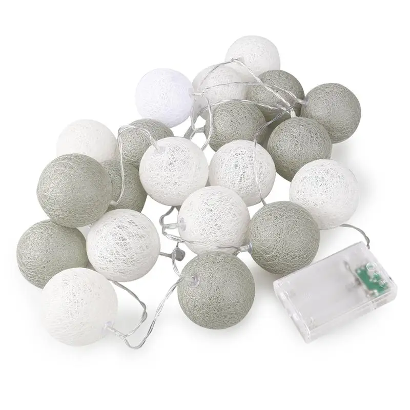 

Delicate Beauty Cotton Ball 20-LED Battery Powered String Lights For Indoor Wedding Garden Holiday Christmas Party Decoration
