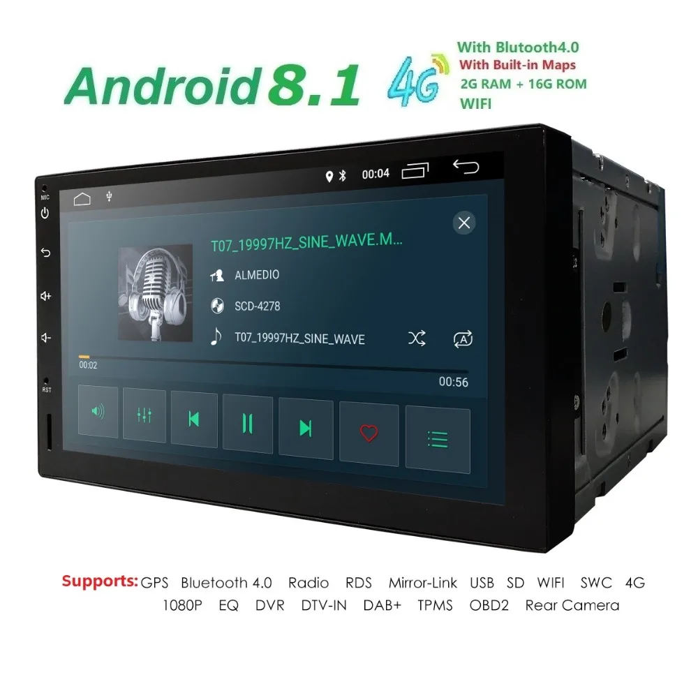 

2 Din Android 8.1 Car Multimedia Player MP3 Stereo Universal Car Radio Bluetooth Monitor FM/USB/AUX TPMS DVR RDS DVBT DAB 4GWIFI