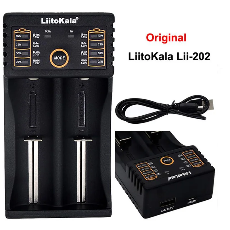 

Original LiitoKala Lii-202 USB Intelligent Battery Charger with Power Bank Function for Ni-MH Lithium Ion for 18650 14500 1044