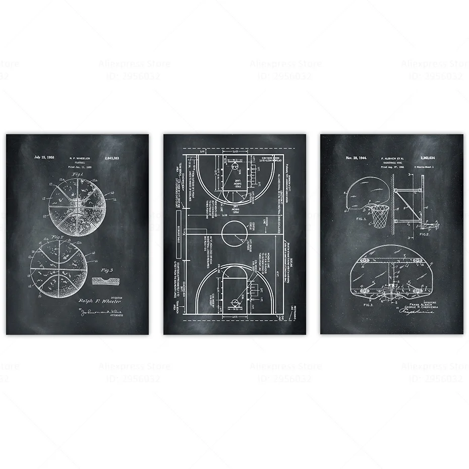 Идея Подарка баскетбольного тренера, плакат с рисунком, винтажная лакированная Картина на холсте, украшение для дома, ретро картина - Цвет: set of 3 (discount)