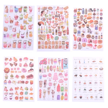 

2 Sheet Cute Mini DRINK CAKE FOOD Animal PVC Plant Food Text Korean Stickers Papers Flakes Kids Decorative For Cards Stationery