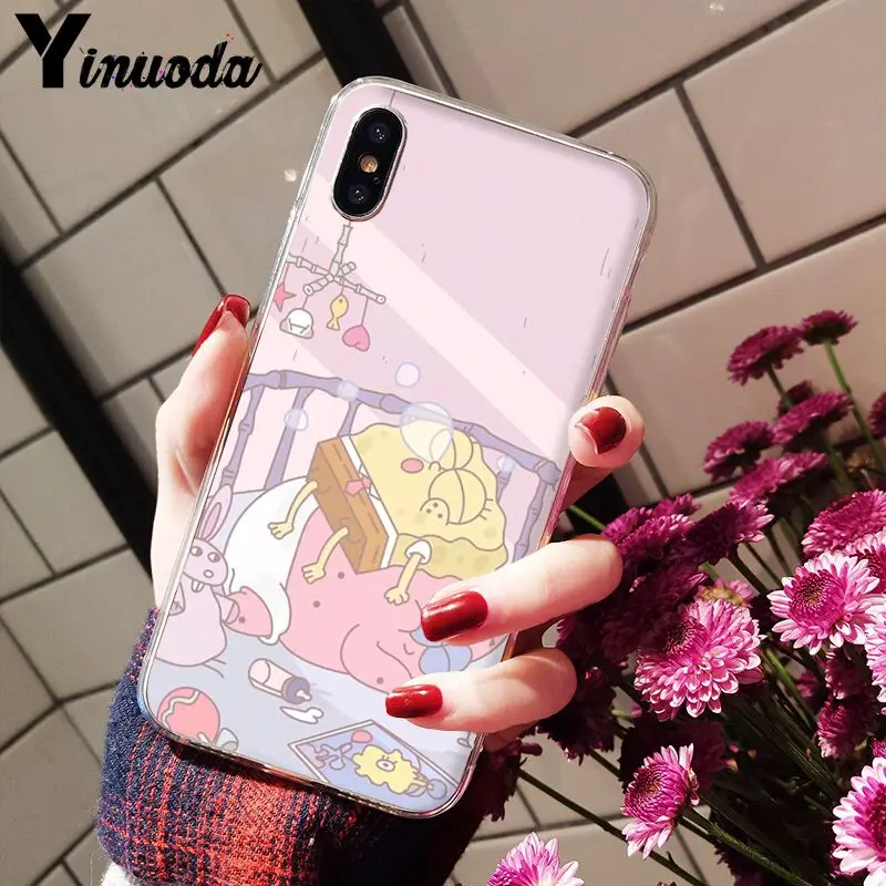 Yinuoda SpongeBob SquarePants Sponge Bob Cute Phone Accessories Case for iPhone 8 7 6 6S Plus X XS MAX 5 5S SE XR Cellphones
