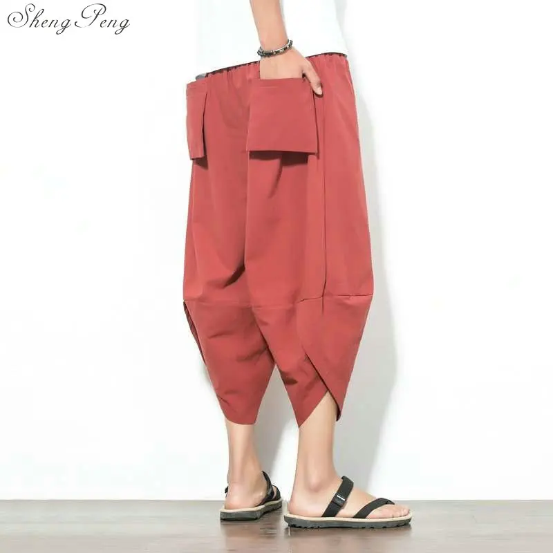 Штаны в китайском стиле Брюс Ли брюки традиционная китайская одежда для мужчин Восточная одежда Шанхай Тан мужская одежда V1624