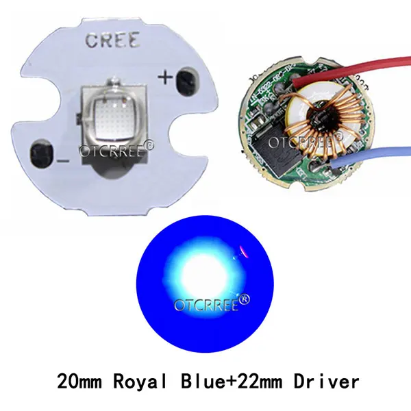 10 Вт Cree XM-L2 T6 XML2 T6 светодиодный светильник 20 мм PCB белый теплый белый нейтральный белый+ 22 мм 5 режимов 3-12 в драйвер для DIY фонарь светильник-вспышка - Испускаемый цвет: Royal Blue 16mm