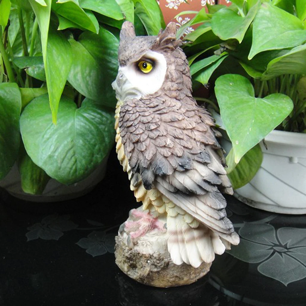 

Artificial Resin Owl Bird Feather Realistic Taxidermy Home Garden Decor