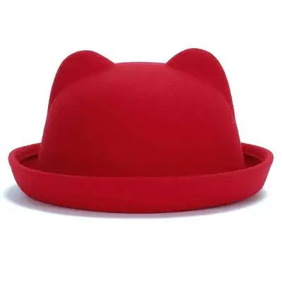 Bingyuanhaoxuan осень Для женщин шляпа Федора Кепки chapeau Femme Classic Имитация шерсти Кепки Для женщин Шапки сплошной черный женский шляпа-котелок - Цвет: red
