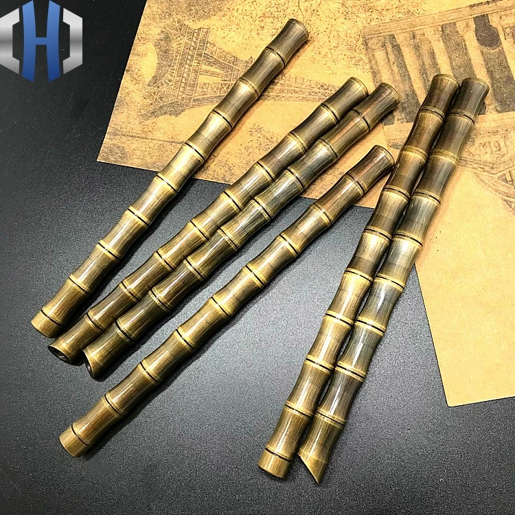 Новинка с бамбуковой секцией старая латунная ручка EDC ручной работы латунная ручка винтажная ручка для подписи нейтральная