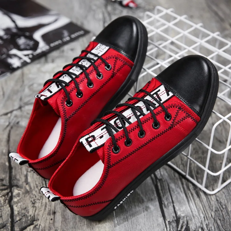 Mode männer Casual Turnschuhe Skateboard Schuhe PU Wohnungen Schuhe Studenten Outdoor Sneakers Straße Schuhe Spitze Wanderschuhe