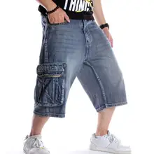 Летние мужские шорты, джинсы в стиле хип-хоп, джинсовые шорты, модные брюки в американском стиле, Свободные мешковатые хлопковые мужские брюки, большие размеры 46