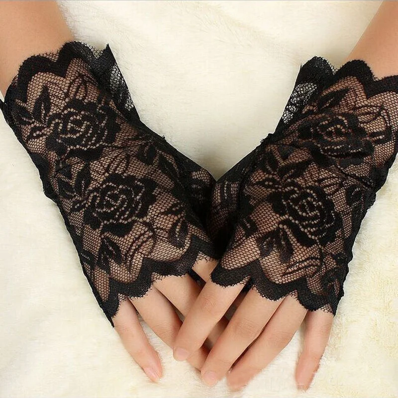 

Hot Lace Gloves Charm Sexy Charm Lady Girl Party Costume Dressy Gloves Full or Finger Fingerless Glove Popular Summer Breathable