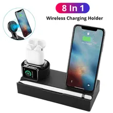 QI Беспроводное быстрое зарядное устройство для iPhone X Xs samsung зарядная док-станция для Apple Watch 4 3 2 1 для Apple iPad Подставка для зарядки