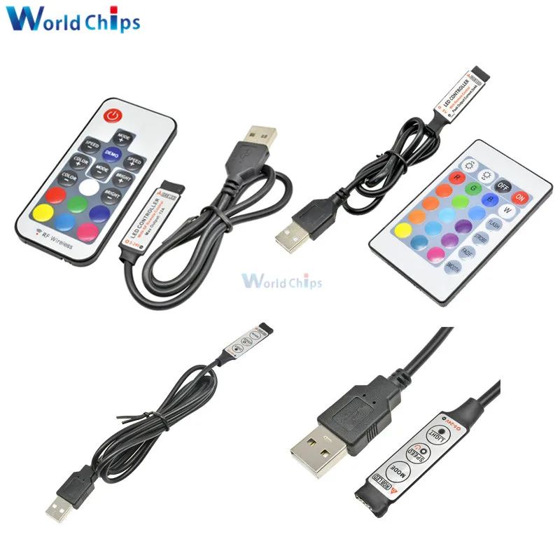Светодиодная лента с USB 5 В 12 постоянного тока RGB ИК Радиочастотный пульт