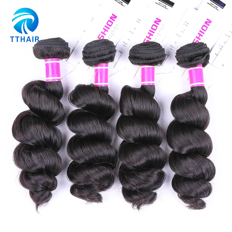 TTHAIR свободные волнистые пучки бразильских локонов плетение пучки натуральный черный цвет Remy человеческие волосы 3 пучка