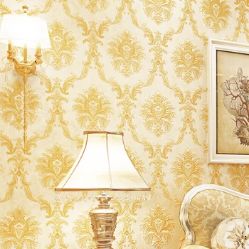 

European Style Damascus Wallpaper For Bedroom Walls 3D Embossed Non-woven Fabric Luxury Living Room TV Background Wall Paper 3D
