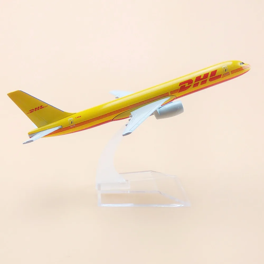 16 см сплав металла воздуха DHL B757 авиалиний модель самолета DHL Boeing 757 Airways модель самолета Стенд отлитая модель самолета подарки для детей
