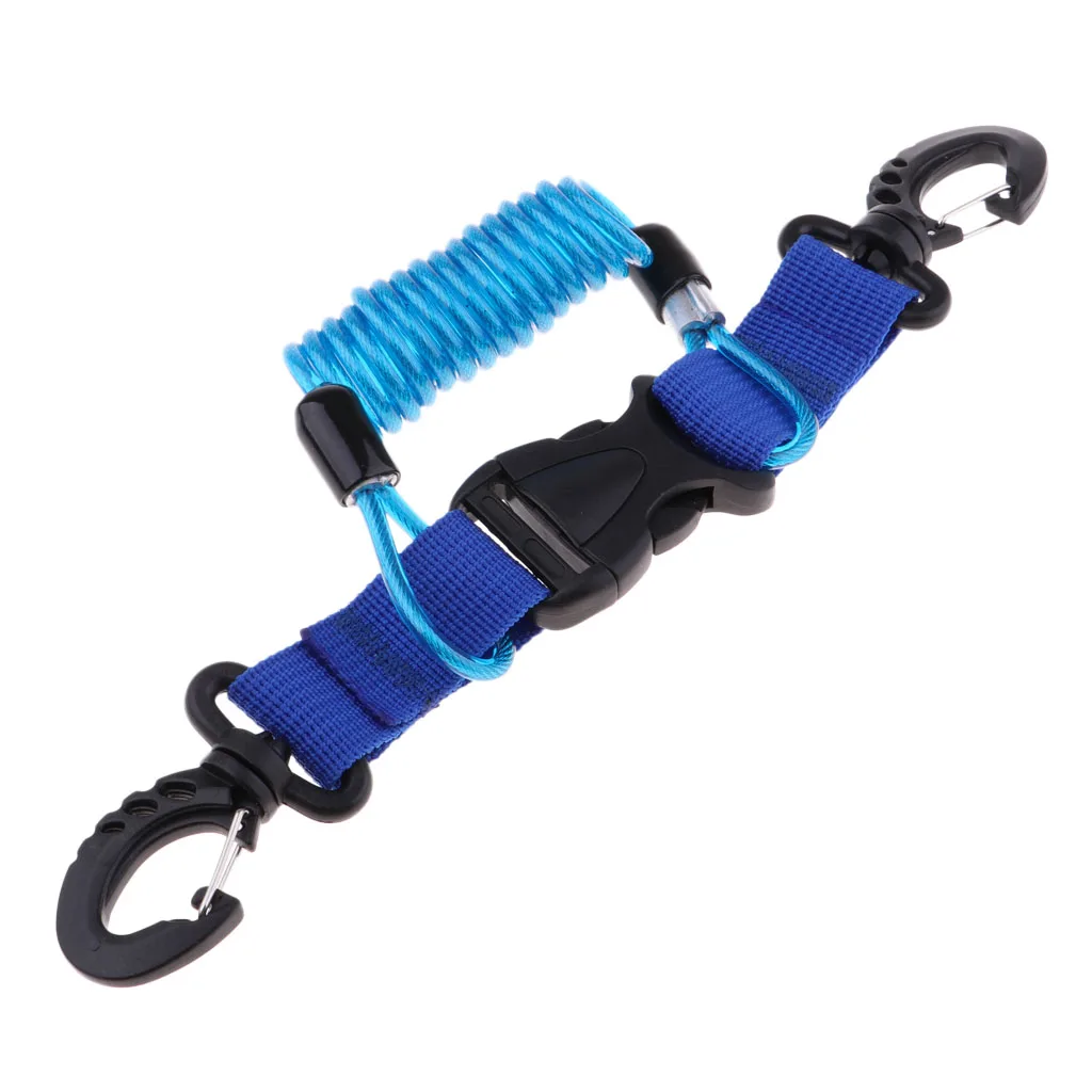 Stainless Steel Scuba Diving Lanyard  Spring Coiled Lanyard with Quick Release Buckle for Underwater Cameras Lights Torch 