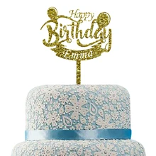 Счастливое украшение для именинного торта, персонализированное имя торт Топпер Для детей день рождения, на заказ 25th 50th 1-е украшение для именинного торта, вечерние украшения