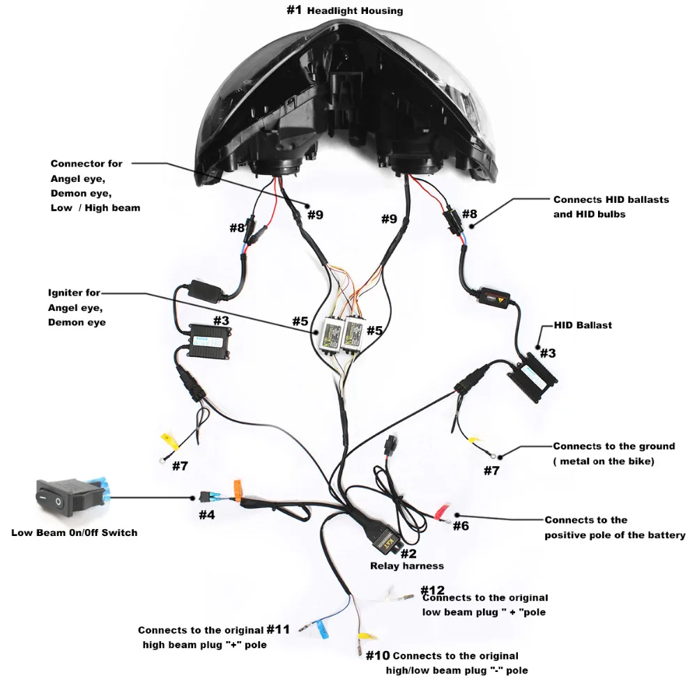 Передние фары KT для мотоцикла Yamaha T-MAX 2001 2002 2003 2004 2005 2006 2007 Глаз ангела Глаз демона HID Проектор Синий