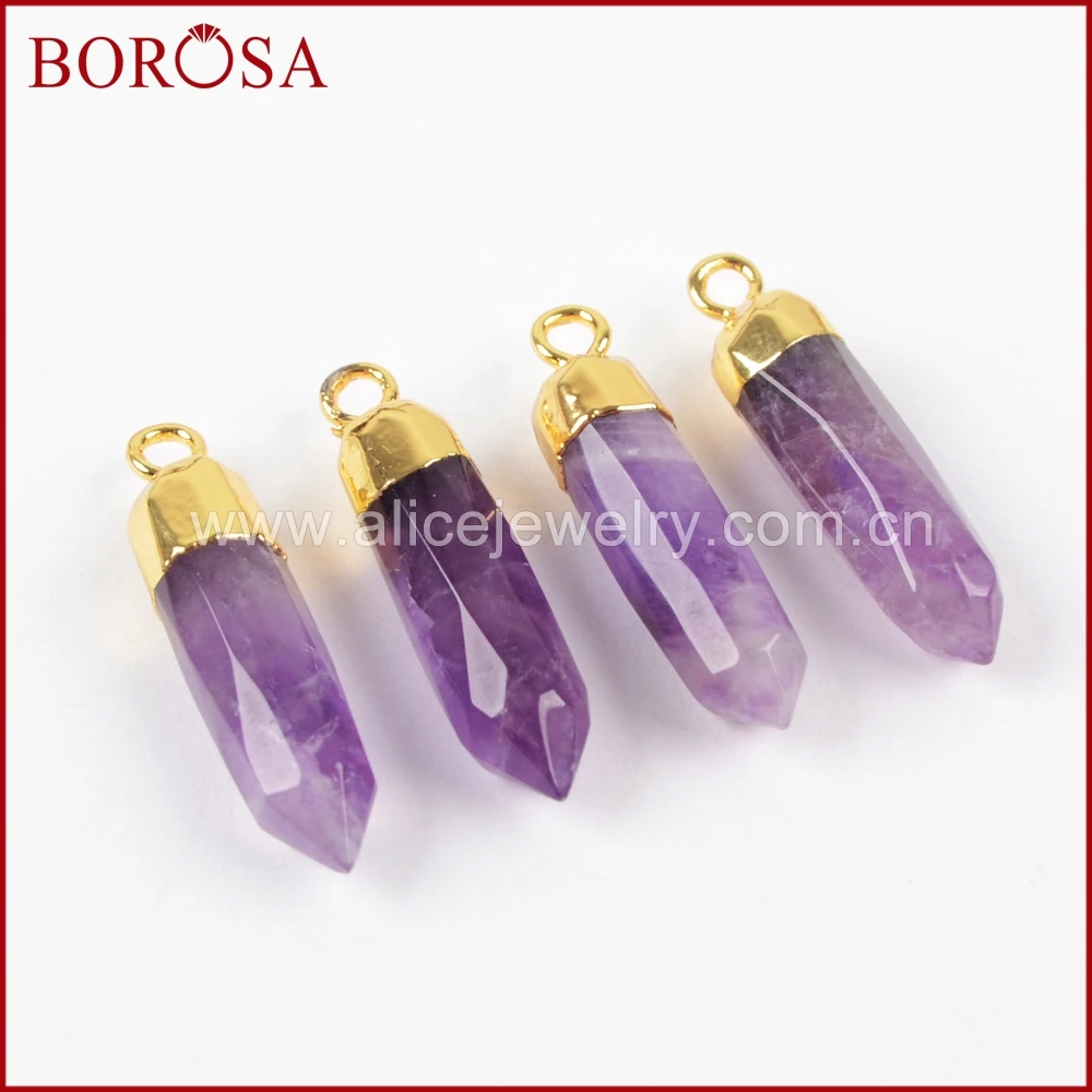 BOROSA 1 шт. золотой цвет натуральный 100% Фиолетовый Кристалл Друза Спайк Шарм