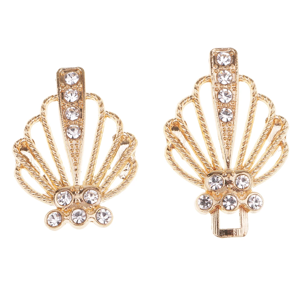 1 Pair Crafts Closure Clasps Button Brown Crystal Metal Hook Eyes Clasp Garment Coat Fastener Sewing Decor