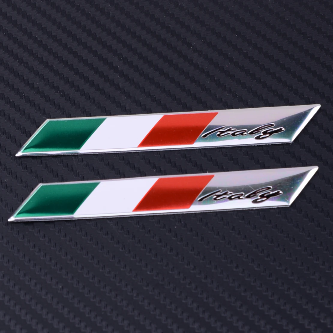 2Pcs Car Aluminum Decal Italy Italian Flag  Decor Sticker Emblem Badge Logo 3D 