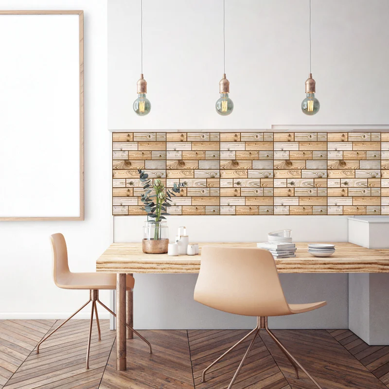 

5Pcs 3D Wall Stickers Tile Wood Grain Self-adhesive Waterproof DIY Kitchen Bathroom Living Room Home Decortion Stickers