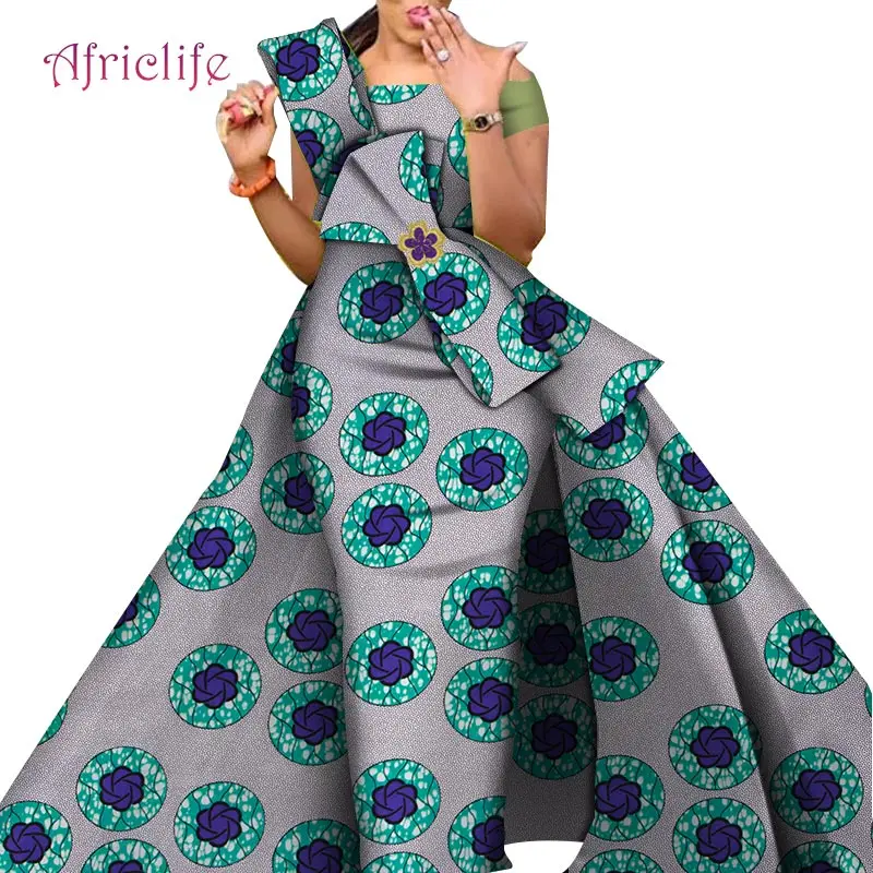 Новейший дизайн традиционная юбка Danshiki модная ткань хлопок африканский Базен ткань платья для женщин WY4630 - Цвет: 4