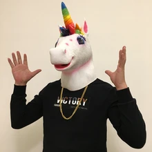 Цветная Маска единорога Хэллоуин маска лошади Новинка голова латекса Рождество вечерние Маска для костюма Prop