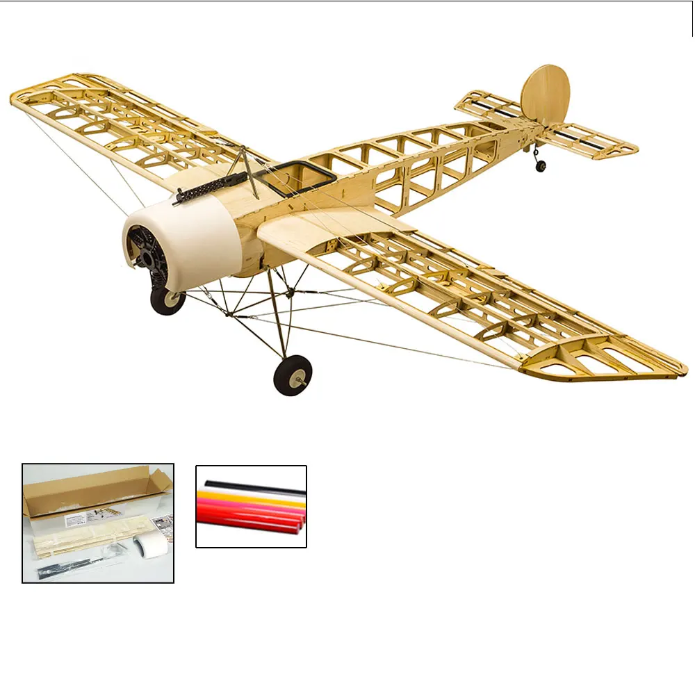 Balsawood модель самолета лазерная резка масштаб Fokker E. III Eindecker WW1 истребитель лазерная резка набор из пробкового дерева 1520 мм(6") строительный комплект дерево - Цвет: S2401B