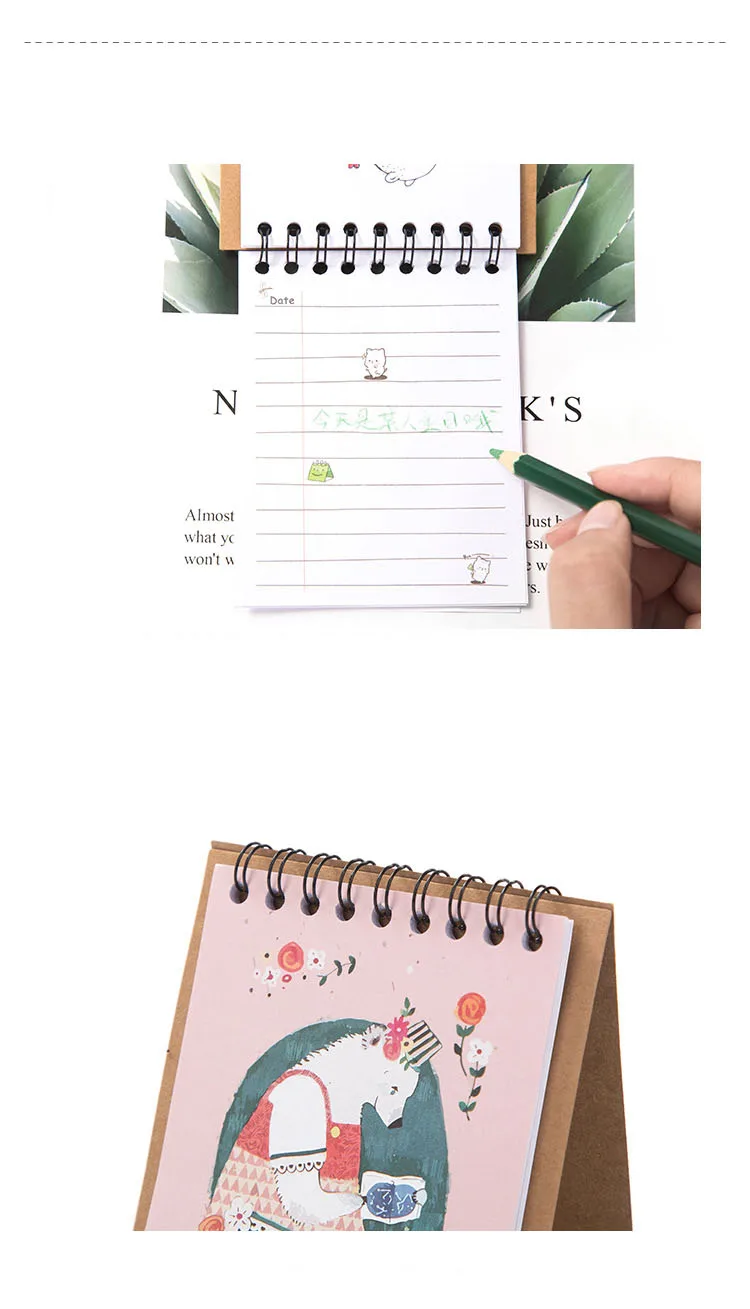 Free shipping Cartoon 2019 notebook desk calendar desktop calendar lunar calendar desktop style cute diy calendar plan book (6)