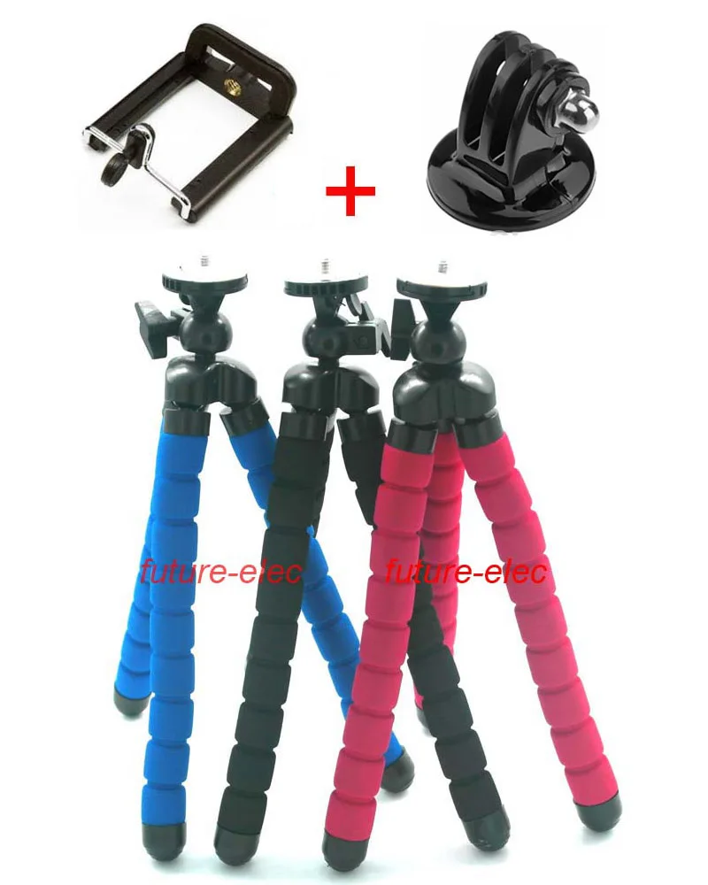 

Octopus Leg Rubber Feet Flexible Tripod Bracket Holder+CellPhone Clamp Clip+Mount Adapter for GoPro Hero 1 2 3 3+ 4 Sport Camera