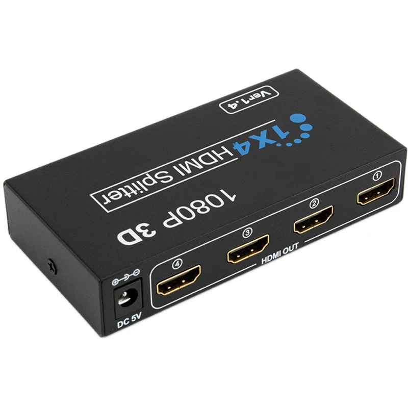 HDMI сплиттер 1x4 переключатель Full HD 1080p концентратор усилитель для ПК HDTV DVD 3D 1 в 4
