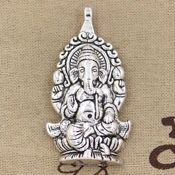 

2pcs Charms Ganesha Buddha Elephant 62x32mm Antique Bronze Silver Color Plated Pendants Making DIY Handmade Tibetan Jewelry