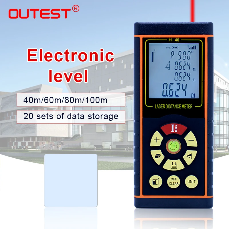 

OUTEST Digital Laser Distance Meter 40M/60M/80M/100M Laser Rangefinder Laser Roulette Ruler Area /Volume/Pythagorean Measurement